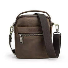 Load image into Gallery viewer, CONTACT&#39;S Vintage Travel Crossbody Crazy Horse Leather Messenger Phone Bag Small Men HandBag For iPad Mini 8.3