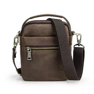 CONTACT'S Vintage Travel Crossbody Crazy Horse Leather Messenger Phone Bag Small Men HandBag For iPad Mini 8.3