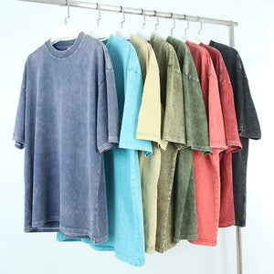 Mens clothes oversize tshirt heavyweight cotton blank acid wash t-shirt custom graphic vintage t shirt