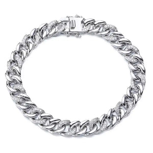 Luxury 925 Sterling Silver Jewelry Chain Link Bracelets Men Curb Bracelet.txt