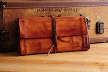 Load image into Gallery viewer, Long vintage wallet leather top layer cow leather