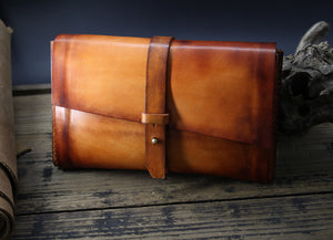 Cowhide leather vintage art handbag original design, handmade
